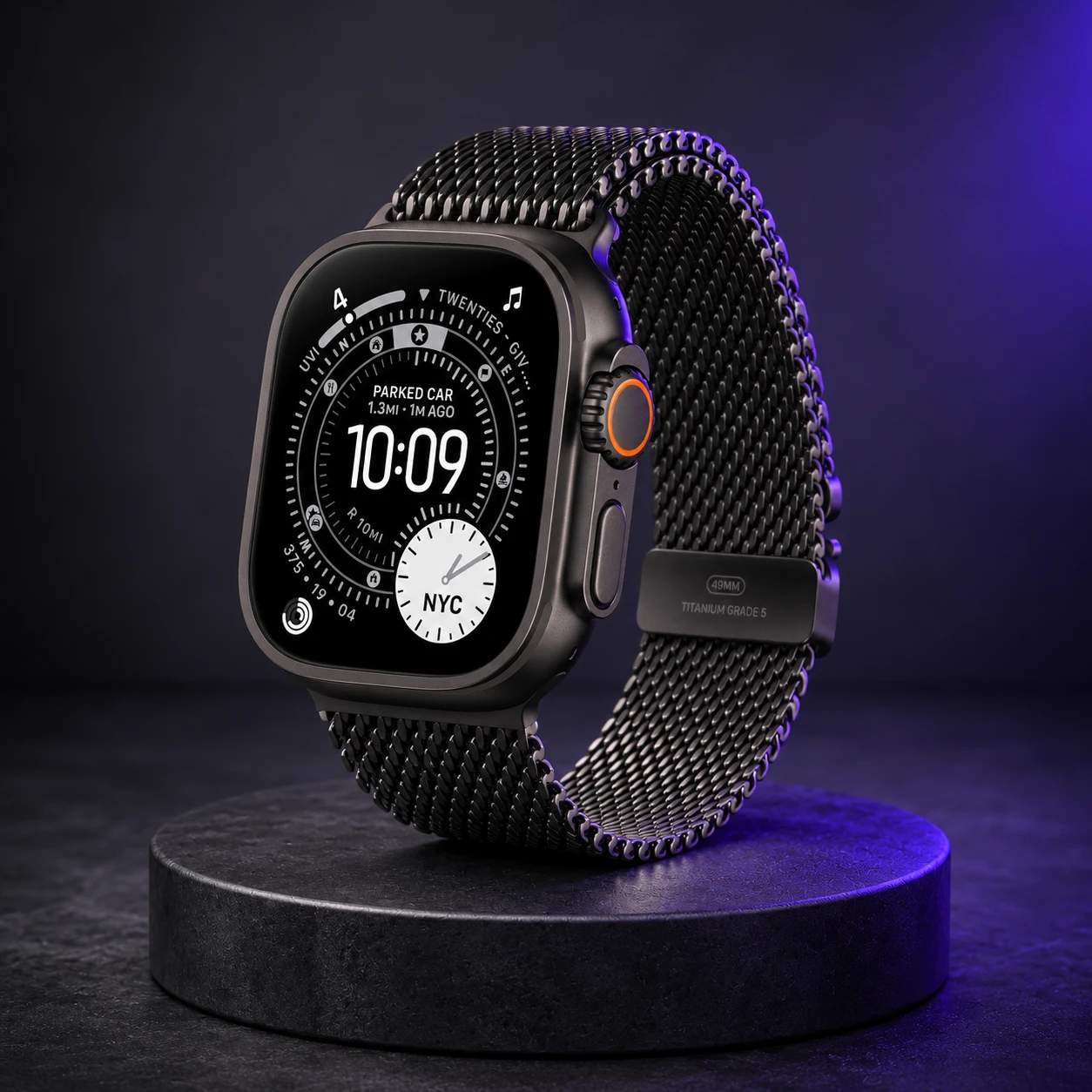 Apple Watch Ultra 3 49mm Black Titanium Case GPS + Cellular Milanese Loop (Medium)